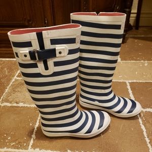 Helly Hansen navy blue & white striped rain boots
